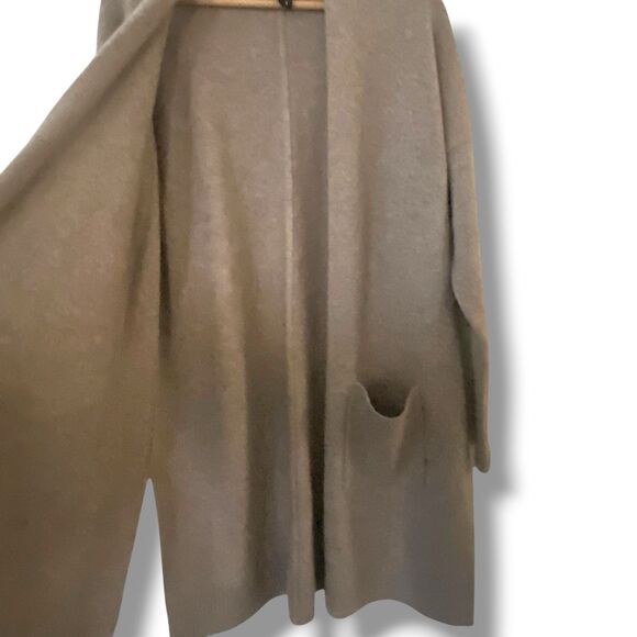 ATHLETA Spirit Wool Cashmere Wrap Open Cardigan Sweater Taupe Pockets Small - Picture 5 of 10